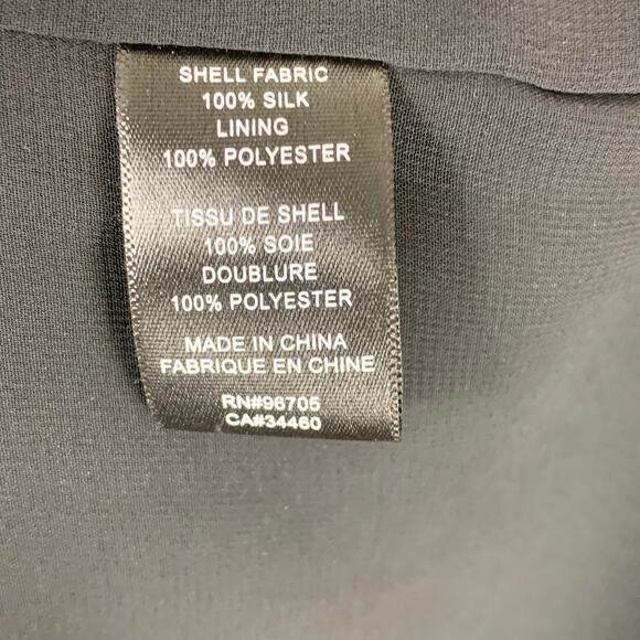 Rebecca Taylor Black Silk Long Sleeve Ruffled Knee Length Dress - Size 2 - Picture 5 of 7